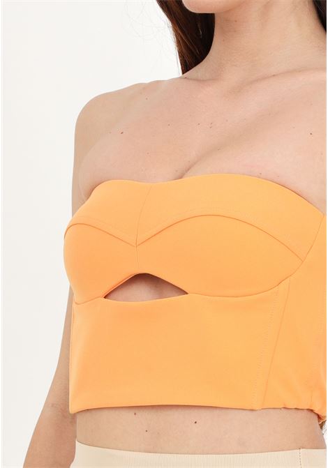 Orange women's bodice with cut-out in sablé crepe fabric PATRIZIA PEPE | 2C1545/A049R824